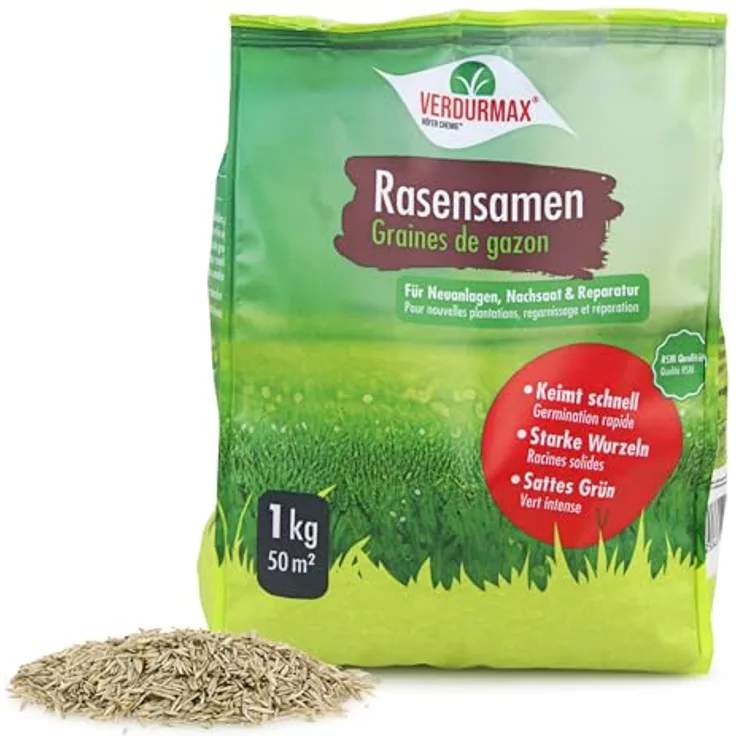 Höfer Chemie 1 kg Rasensamen, RSM-Premium-Mischung mit Lolium perenne PYRUS, BOKSER & ESQUIRE, trockenresistent & schnellkeimend