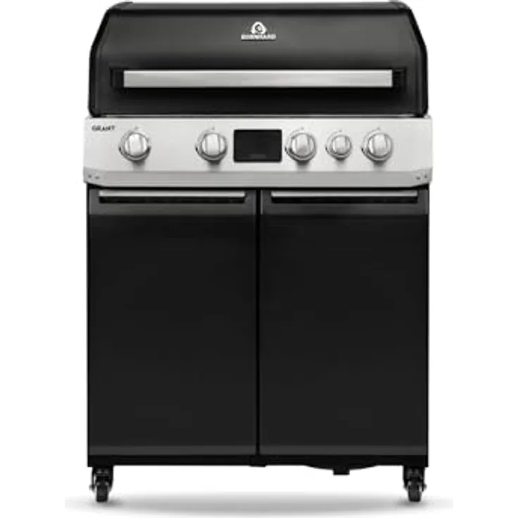 BURNHARD Grant Base Gasgrill, 4-Brenner Modulargrill mit Gusseisen-Rosten, Infrarot Heckbrenner, Edelstahl & Alu-Druckguss, 17,7 kW, erweiterbar, LED-Display