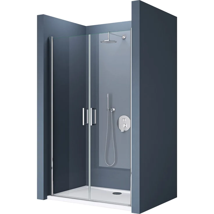 doporro Dusch-Drehtür Duschtür Nischentür dusche Duschabtrennung Duschkabine Teramo24, 85x195 cm - Design Nischenabtrennung mit Drehtür, 6mm ESG-Sicherheitsglas, inkl. beidseitiger NANO-Beschichtung, Aluminiumprofil, Hebe-/Senkmechanismus, Edelstahlgriffe (Klarglas) – Bild 1