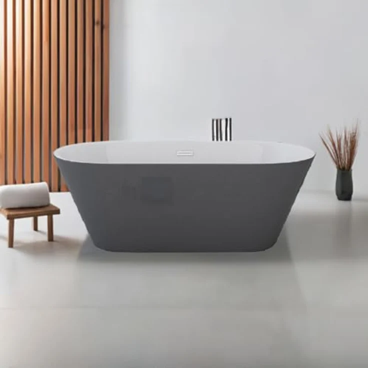 Jet-Line Badewanne LAUSANNE II, freistehende Badewanne in grau, 170 cm x 80 cm, sanitär-acryl mit fiberglasverstärktem Wannenboden – Bild 2