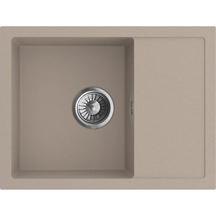 Axis Group Berto 58, Granitspüle Beige, 58 x 44cm, Einbauspüle, kratzfest, elegant, platzsparend mit Siphon
