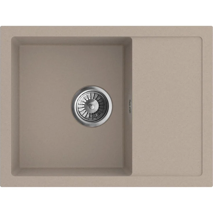 Axis Group Berto 58, Granitspüle Beige, 58 x 44cm, Einbauspüle, kratzfest, elegant, platzsparend mit Siphon