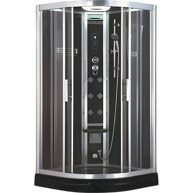 AEA Hydromassage-Dusche Komfortdusche, Multifunktionsdusche mit Schiebetür, 120x90 cm, schwarz