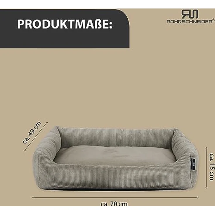 Rohrschneider Katzenbett Cordstoff mit Spielkugelset (Taupe, feiner Cordstoff) – Bild 3