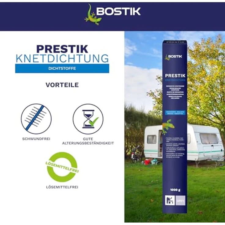 BOSTIK Prestik Knetdichtung Grau - Lösemittelfreier, dauerplastischer Dichtstoff für Innen- und Außenbereich, 1kg – Bild 4