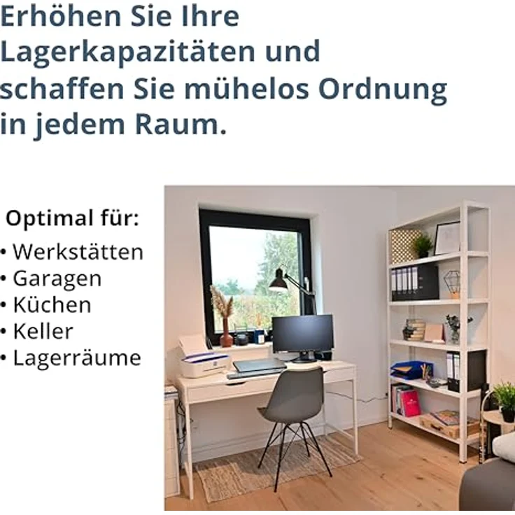 Schulte Regalwelt Lagerregal mit 6 PowerMAX-Fachböden, 200x100x30cm Regalsystem, Steckregal mit einfacher Montage ohne Verschrauben, Traglast je Boden bis zu 65 Kg (bis zu 390 Kg Gesamttraglast) – Bild 5