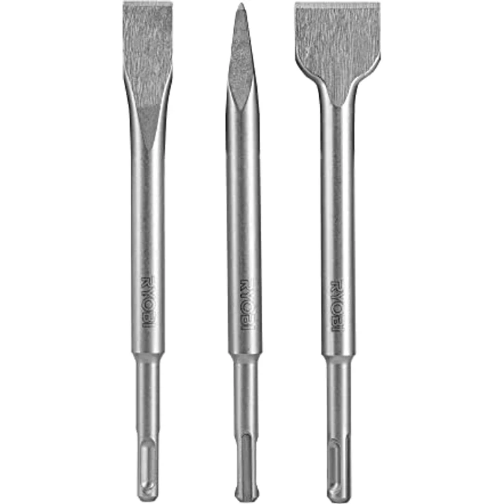 Ryobi RAKSPC03 SDS+ Meißel-Bits (3 Stück) für Ryobi-Modelle R18SDS, RSDS680, RSDS800, RSDS1050, SDS+ Bits mit 200 mm Spitzmeißel, 20 mm x 200 mm Flachmeißel, 35 mm x 200 mm breiten Meißel – Bild 1