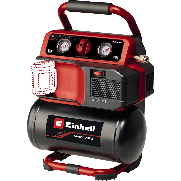 Einhell Akku-Kompressor TE-AC 18/75 Li OF-Solo 8 bar Ohne Akku 5L Tank 18V Power X-Change (4020410) – Bild 1