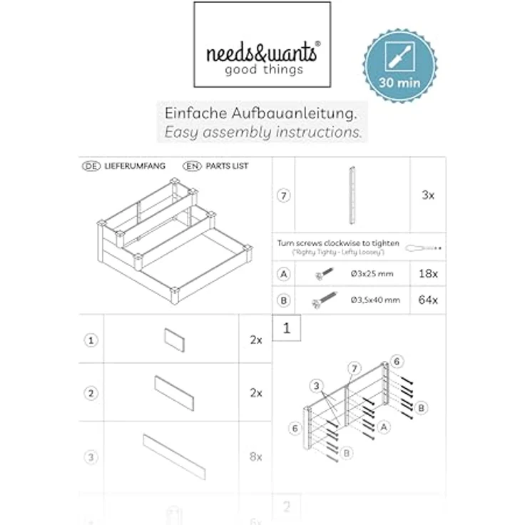 needs&wants® Hochbeet Steppy1, großes Stufenbeet aus braun lasiertem Tannenholz, 3 Etagen, Pflanzbeet XL für Garten und Terrasse, 400 l Volumen – Bild 9