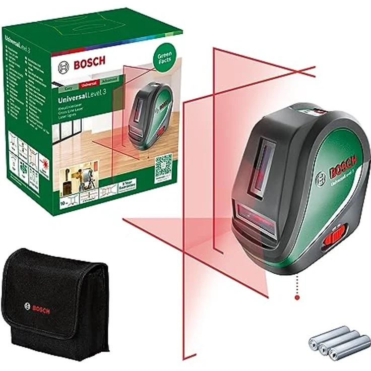 BOSCH Kreuzlinienlaser Universallevel 3, (1 St) - Präzises Messgerät mit hoher Genauigkeit – Bild 2