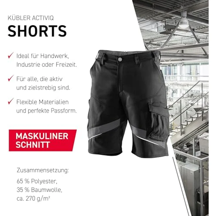 KÜBLER Workwear KÜBLER ACTIVIQ Arbeitsshorts schwarz/anthrazit – Bild 4