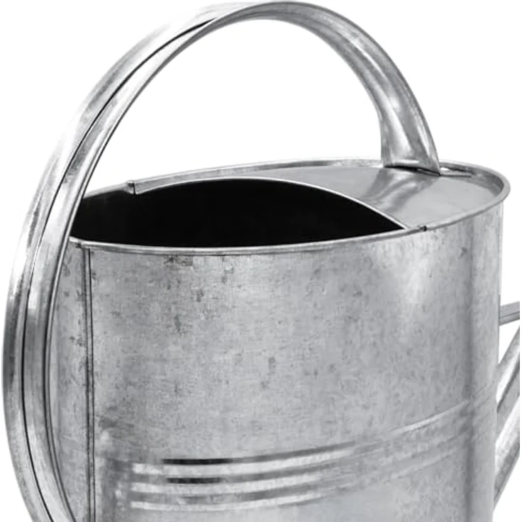 Spetebo Garten Gießkanne verzinkt, 10 Liter Blumengießkanne mit abschraubbarem Brausekopf, silberner Metalloptik – Bild 5