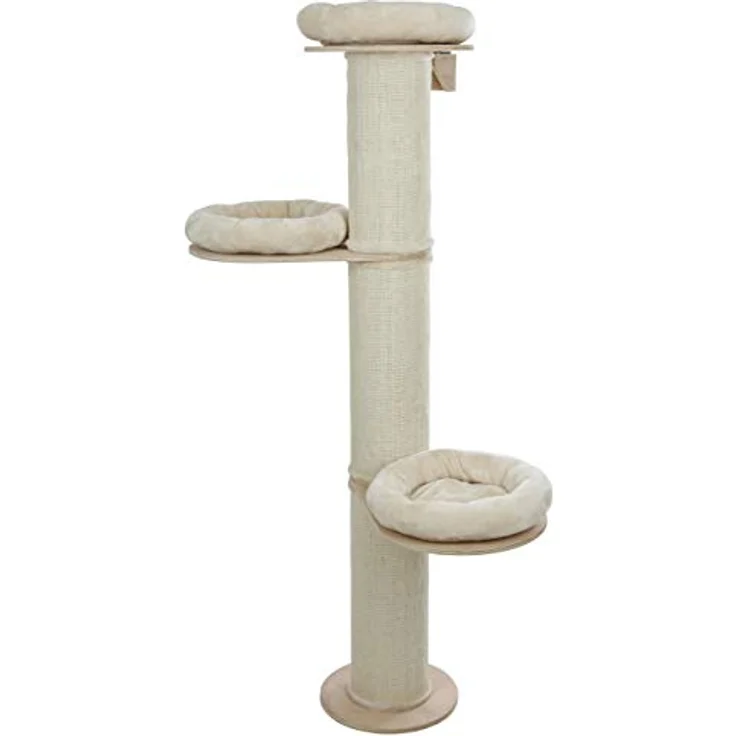 Kerbl Kratzbaum „Dolomit Tower“ für Katzen, 3x Liegefläche, 3x Sisalsäule zum Kratzen, inkl. Wandhalterung, 187 cm Höhe, Bis 10 kg, Beige – Bild 1