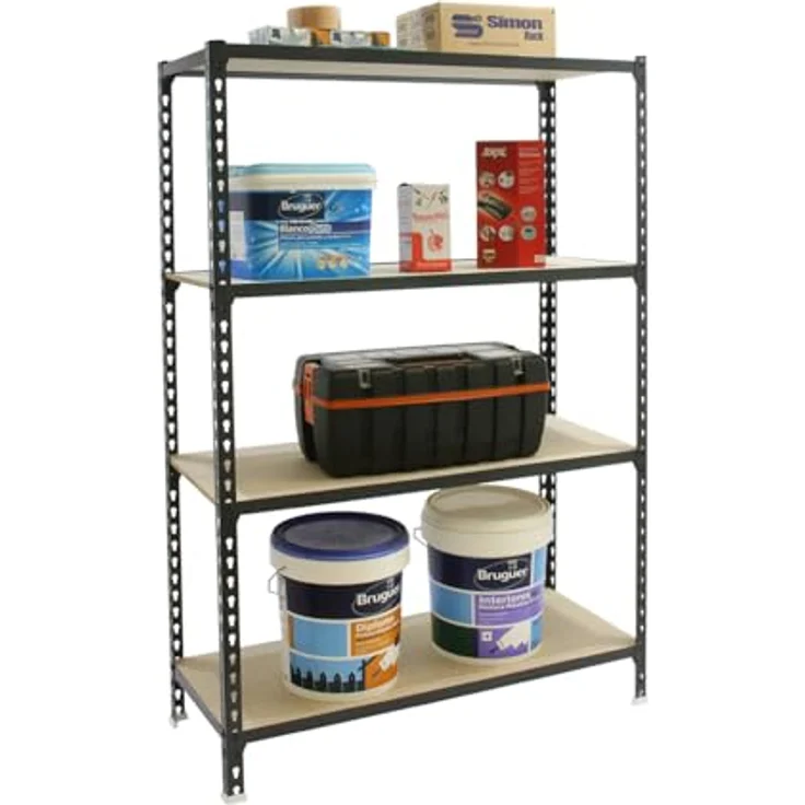 Simonrack Simonclick Maderclick MegaPlus, Metallregal 150 x 120 x 40 cm, 4 Böden, Traglast 200 kg pro Boden, anthrazit – Bild 7