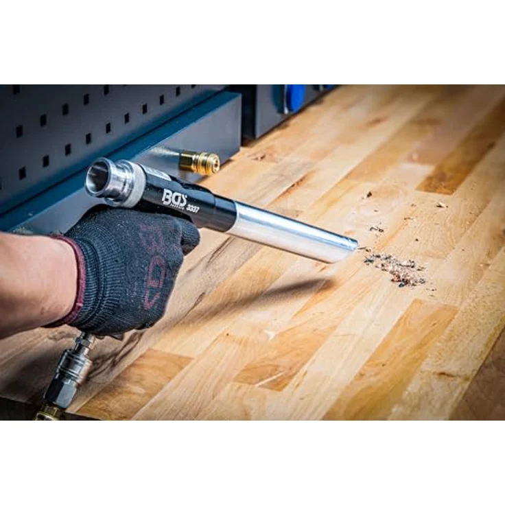 BGS Druckluftaufsatz, Druckluft-Saug- / Blaspistole umschaltbar, 8-tlg. Set mit Metallgehäuse, flexiblen Verlängerungen und Düsen – Bild 4