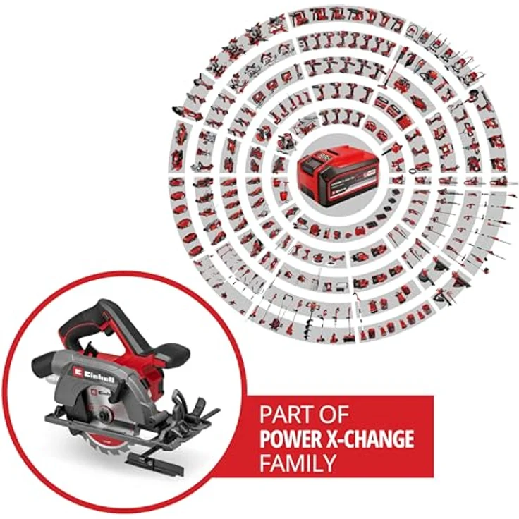 Einhell Akku-Handkreissäge TE-CS 18/150-2 Li - Solo, 18 V, Ø 150 mm Sägeblatt, 49 mm Schnitttiefe, werkzeuglose Einstellung, LED – Bild 2