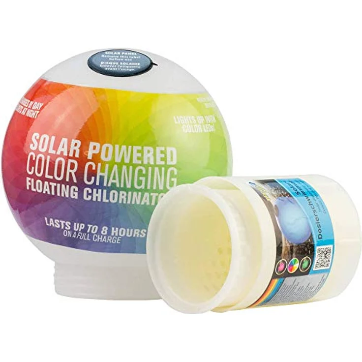 Planet Pool Solardosierschwimmer, Chlordosierschwimmer mit automatischer LED-Beleuchtung für 200g Tabletten – Bild 2