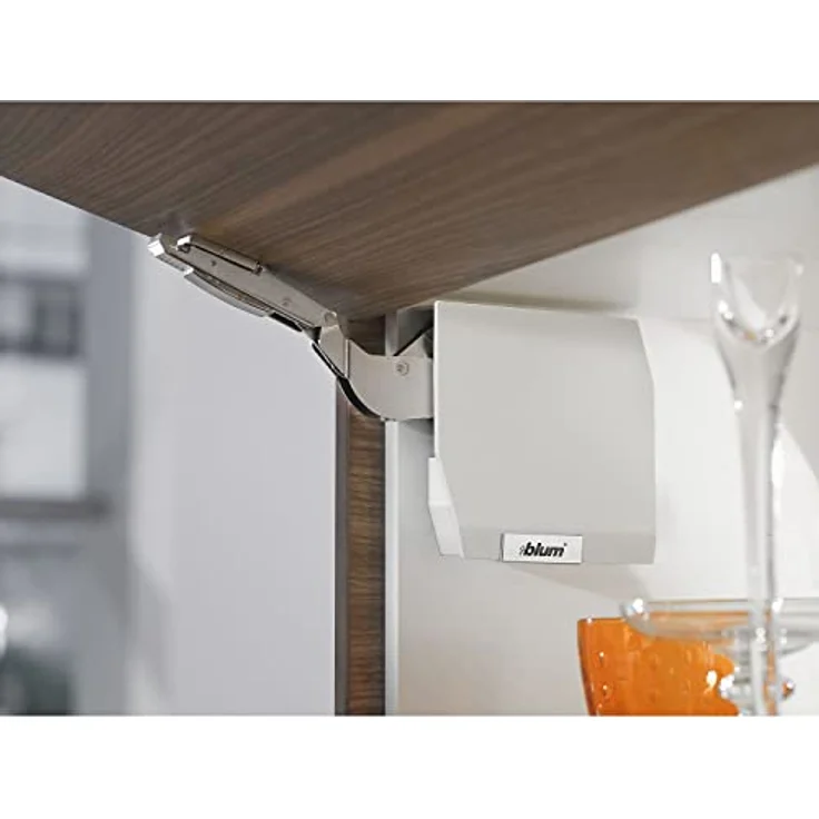 Blum Aventos HK S Tip-On Klappscharnier Liftbeschlag, seidenweiß, kraftspeicher, Öffnungswinkel 107°, geeignet für Korpushöhen bis 600 mm – Bild 2
