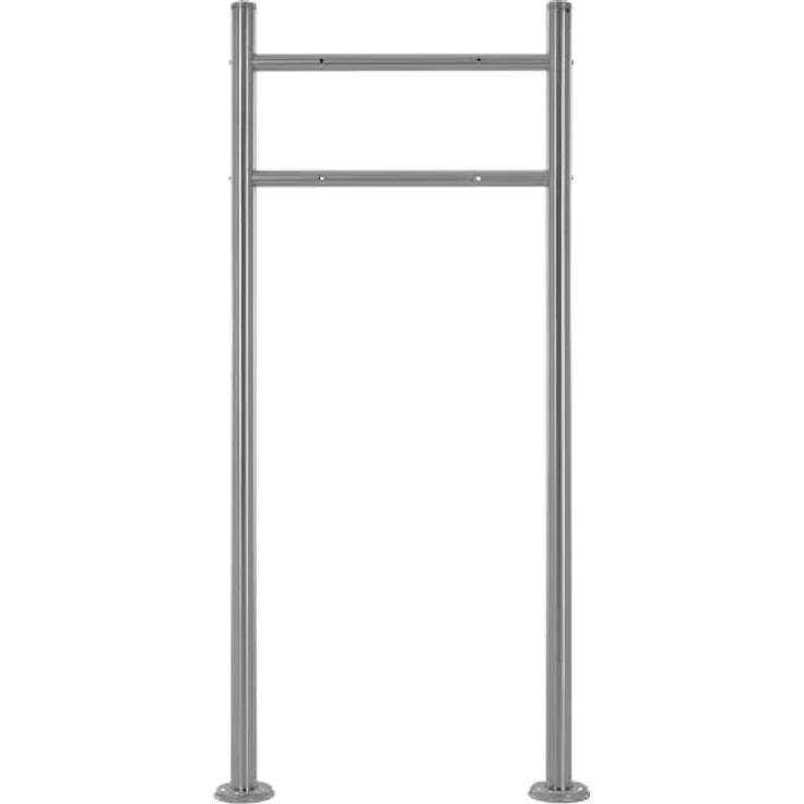 ECD Germany Standbriefkasten mit Zeitungsfach, Design Briefkasten mit Pfosten, Briefkastenanlage, Silber metallic 120 cm aus Edelstahl, Anthrazit-Holzoptik aus Stahl – Bild 3