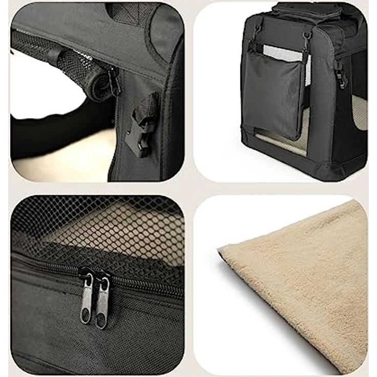 lionto Hundetransportbox Hundetasche Hundebox faltbare Kleintiertasche, (S) 50x34x36 cm schwarz – Bild 4