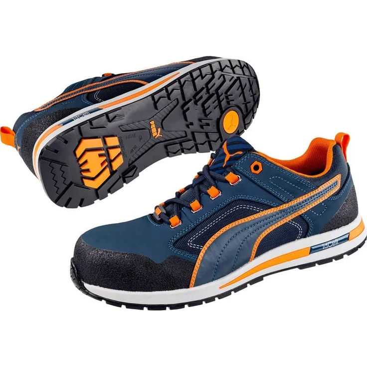 PUMA Safety Crosstwist Low Sicherheitsschuh, Fiberglaskappe, flexible FAP®-Durchtrittschutz, blau/orange – Bild 1
