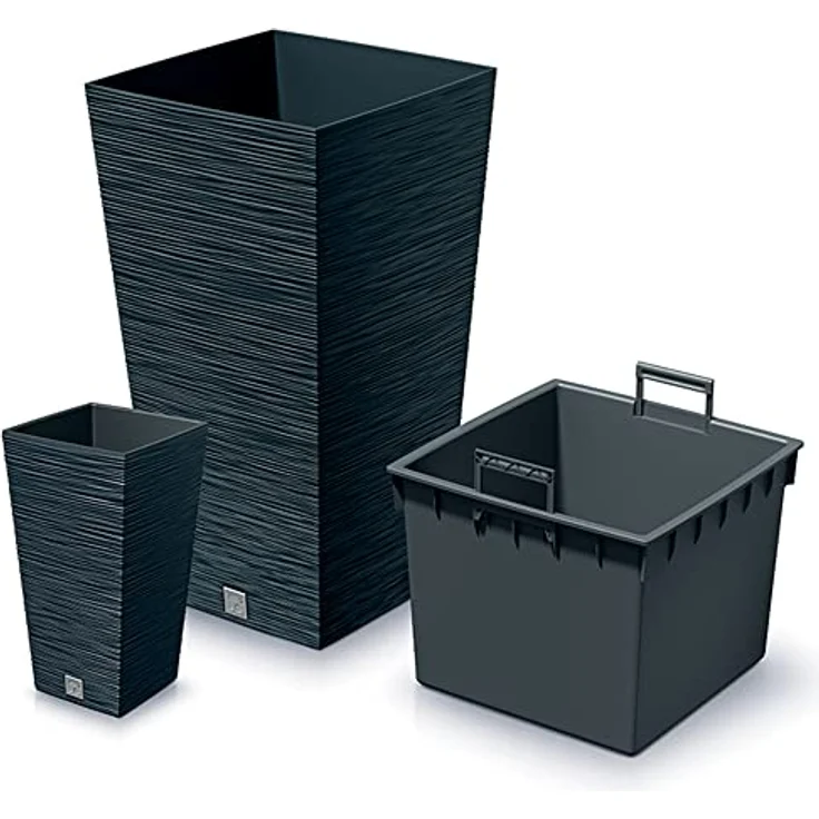 Prosperplast Furu Square Pflanzgefäß, rechteckig, Kunststoff, 75,5 cm hoch, 91,5 l Fassungsvermögen, mit auslaufsicherem Deckel – Bild 8