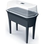 Prosperplast Hochbeet Frühbeet Bloomo mit abnehmbaren Beinen und Deckel 78 x 82 x 37 cm, aus robustem Kunststoff, Anthrazit, für optimales Pflanzenwachstum