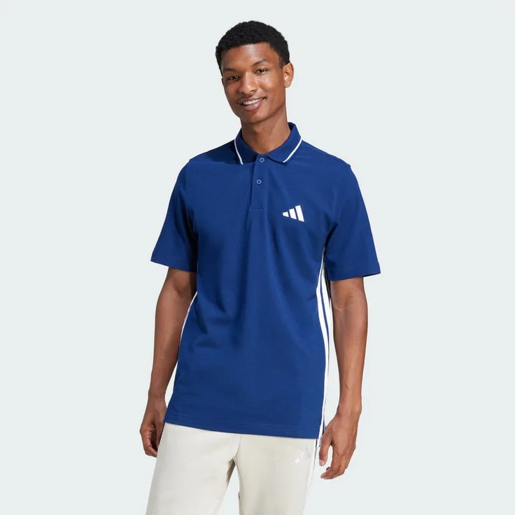 "adidas Sportswear Poloshirt ESSENTIALS 3-STREIFEN PIQUÉ POLOSHIRT, modisches Pikeematerial mit auffälligen 3-Streifen, Recyclingmaterialien, navy" – Bild 1