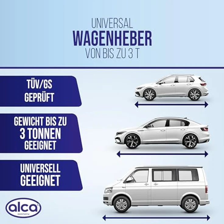 alca® Hydraulischer Wagenheber 3t U-Adapter, Traglast 3,0t, Hubhöhe 195–380 mm, silber-grau, inkl. Schutzadapter für empfindliche Fahrzeugteile – Bild 3