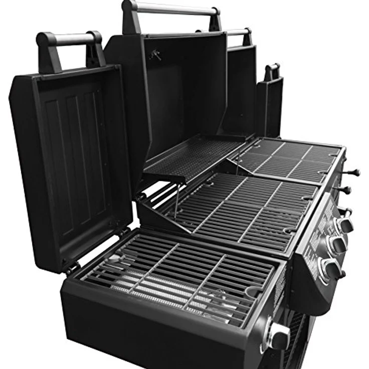 Barbecue El Fuego 4 in 1 Kombigrill Arizona Smoker Gasgrill Holzkohlegrill BBQ, Grillfläche 27 x 42 cm – Bild 6