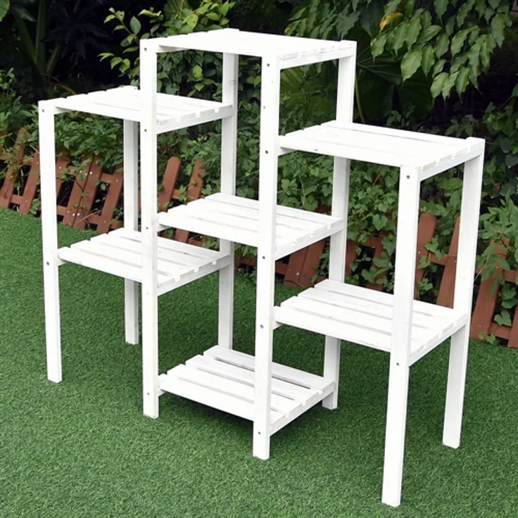 Mucola - Blumentreppe Blumenregal Blumenpodest Pflanzregal Blumenhocker Standregal Weiß – Bild 4