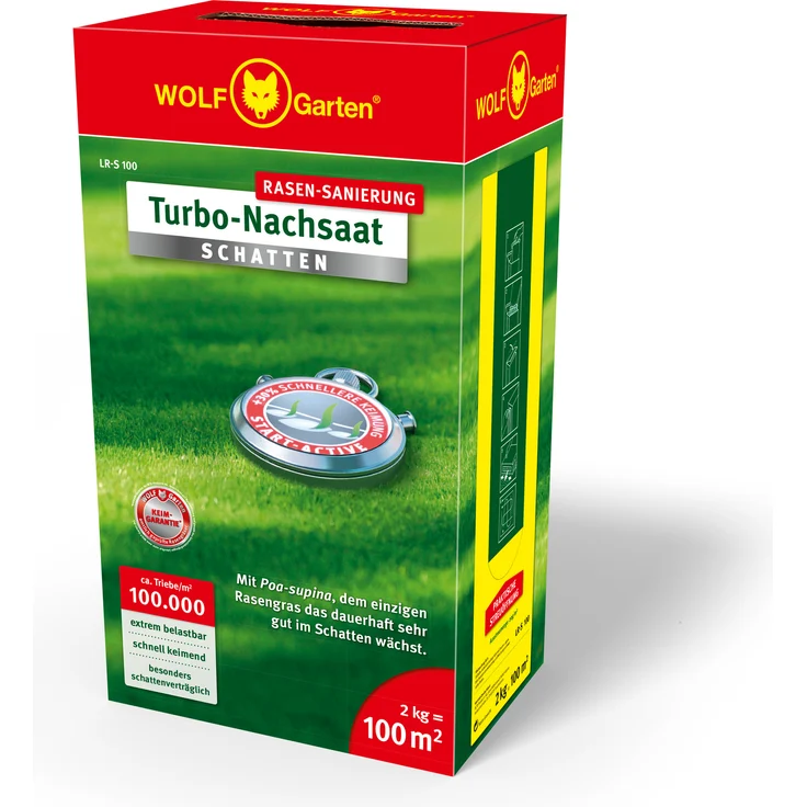 WOLF-Garten Turbo-Nachsaat Schatten Rasen 2 kg für 100m² LR-S100 – Bild 1