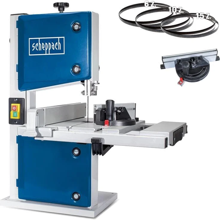 Scheppach HBS30 Bandsäge Holzbandsäge Holzsäge Tischsäge Säge inkl. 3 Sägebänder | 230 Volt | 350 Watt | max. Durchlasshöhe: 80 mm | max. Durchlassbreite: 200 mm – Bild 1
