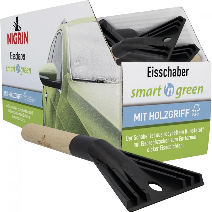 Nigrin Eiskratzer Smart'n green mit Holzgriff – Bild 1