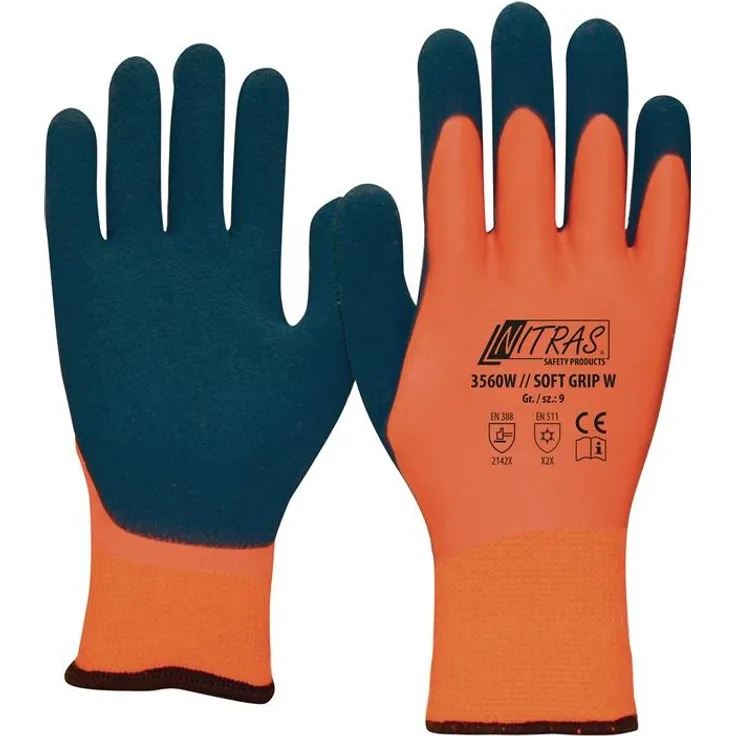 NITRAS Kälteschutzhandschuh SOFT GRIP W Größe 8 orange-dunkelblau EN 388, EN 511 PSA-Kategorie II