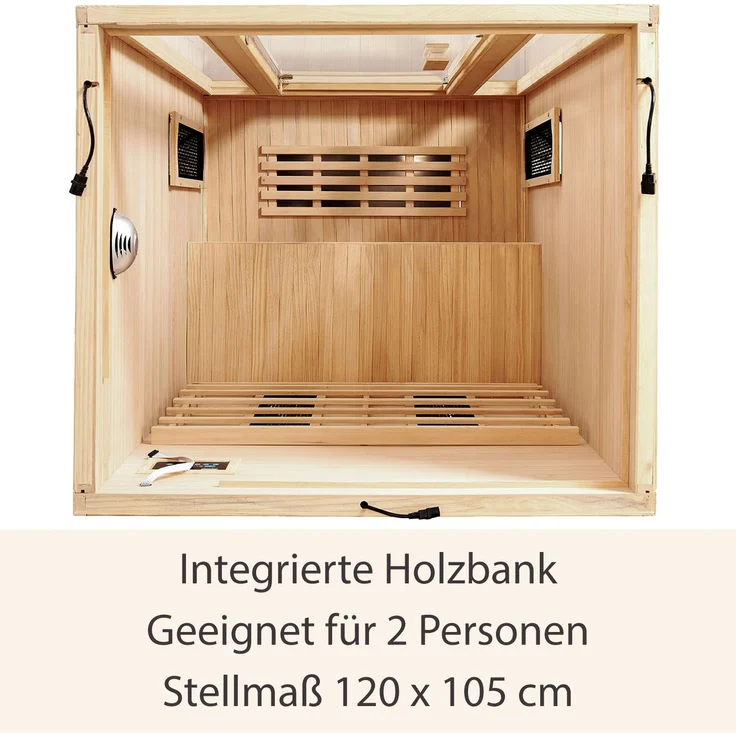 Artsauna - Infrarotkabine Nyborg S120K – Infrarotsauna 2 Personen – LED-Farblicht, digitaler Steuerung, 5 Keramikstrahler, 1 Flächenstrahler – – Bild 6