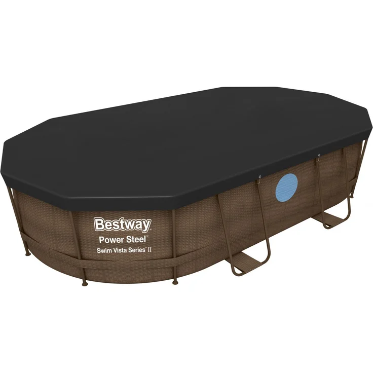 Bestway Flowclear PVC-Abdeckplane 418x230 cm, grau, für Power Steel Oval Pool 424x250x100 cm – Bild 3