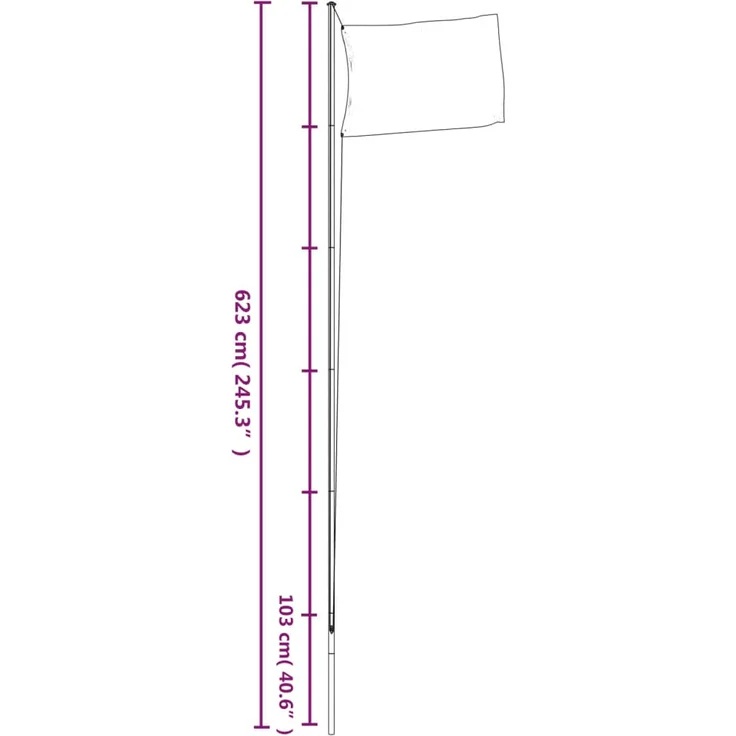 Fahnenmast Teilbar Silbern 6,23 m Aluminium – Bild 5
