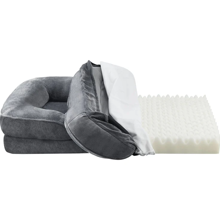 Juskys Hundebett Sheena L orthopädisch, waschbar & rutschfest – 89 x 63 x 18 cm – Hundesofa flauschig mittelgroße Hunde Grau – Haustierbett Hundesofa - Preisvergleich – Bild 9