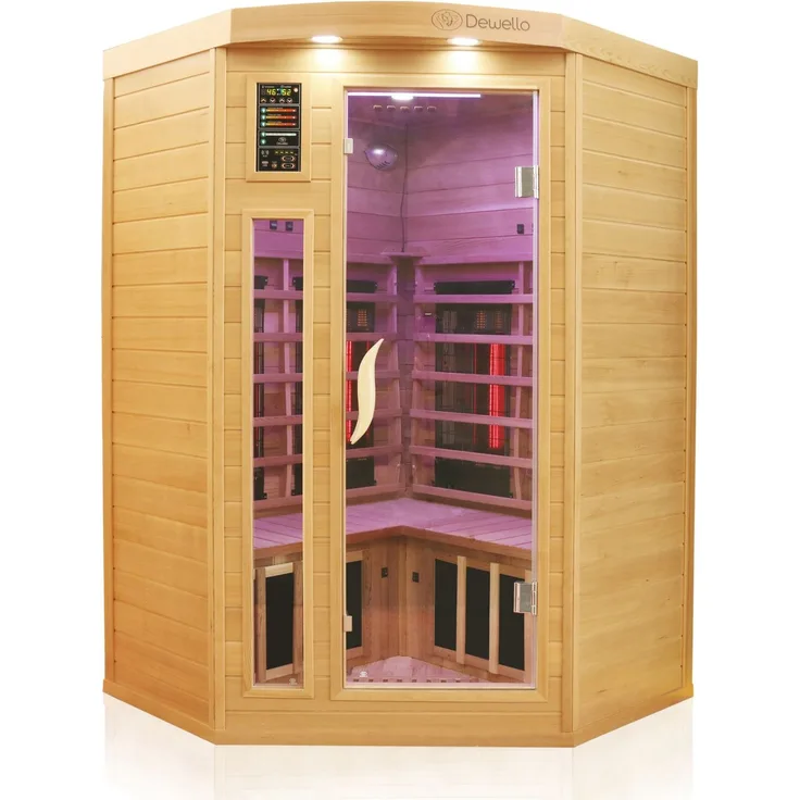 Dewello Infrarotkabine Infrarotsauna LAKEFIELD PRO Hemlock-Zeder 120cm x 120cm inkl. Vollspektrumstrahler, Bodenstrahler