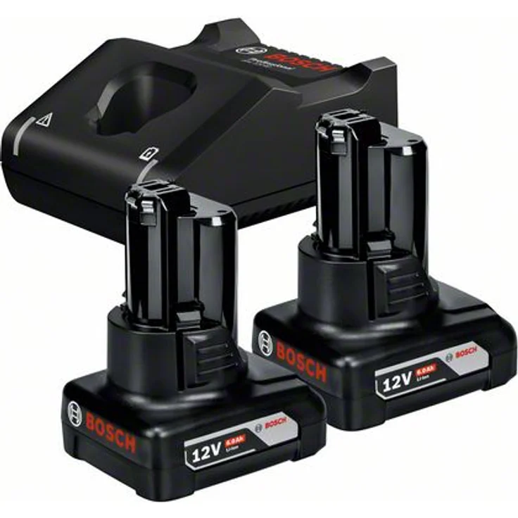 Bosch 2 x GBA Werkzeugakku 12 V / 6 Ah (1600A01B20) Ladegerät GAL 12V-40 – Bild 1