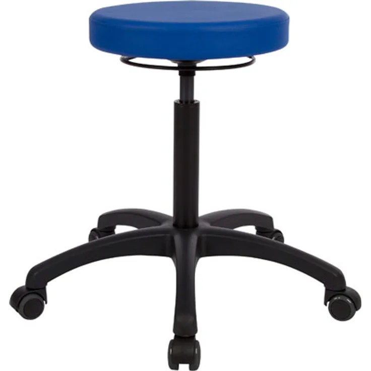 Drehhocker Standard mit Komfort-Polster und Rollen, Rollhocker Arbeitshocker, Blau