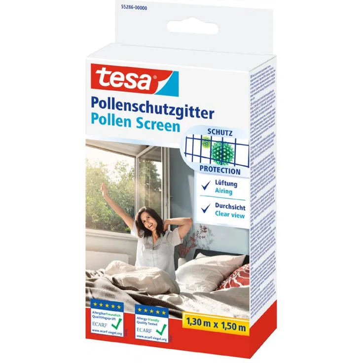 tesa Pollenschutzgitter für Fenster, 1,50 m x 1,30 m