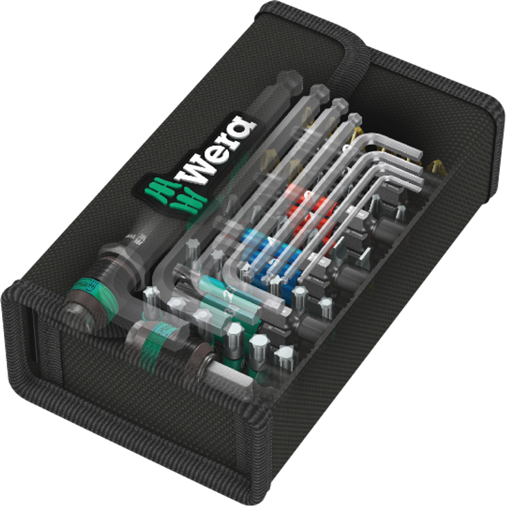 Wera Kraftform Kompakt 100 robustes Werkzeug Set 52 tlg. Bitset mit Bithalter Schnellwechselfutter Winkelschlüssel mit Hex-Plus Profil Schraubendreher-Set PH1 Kreuzschlitz BiTorsion Bits – Bild 8