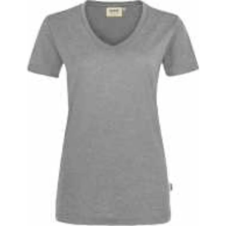 HAKRO Damen V-Shirt Mikralinar 181, grau meliert, 3XL