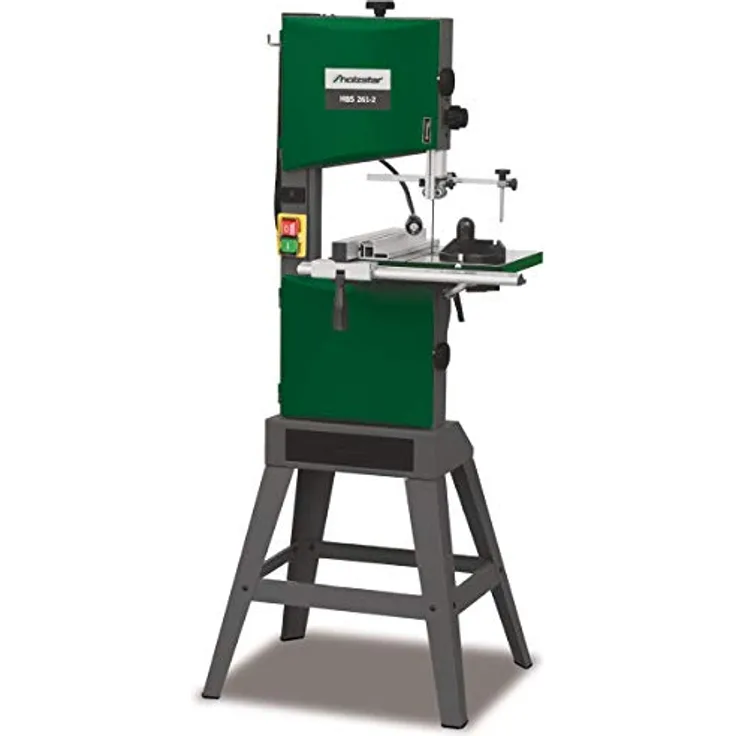 Holzstar Holzbandsäge HBS 261-2 (schwenkbarer Arbeitstisch 45°, Aluminium Parallelanschlag, inkl. Sägeband, LED-Arbeitsleuchte, Schiebestock) 5902426