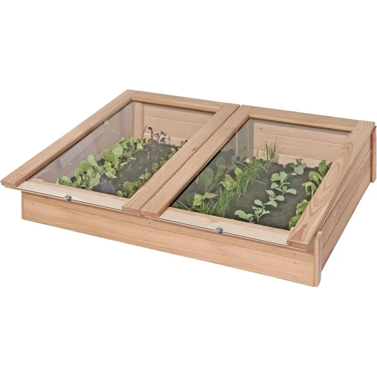 DELTA Frühbeet Luisa vorgefertigter Bausatz aus naturbelassener Lärche 119 x 80 x 21 - 30cm