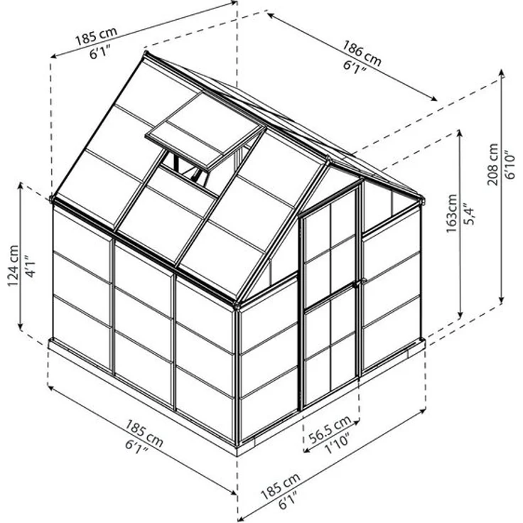Palram - Canopia Gewächshaus Harmony 6x6 Grün – Bild 8