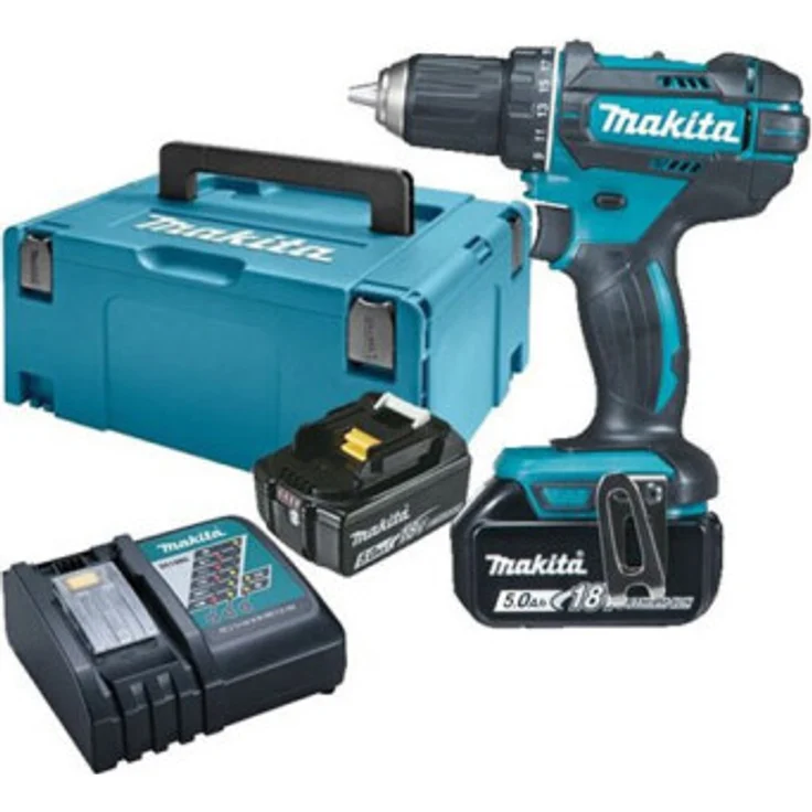 Makita DDF482RTJ Akkubohrschrauber 18 V 2 Gang Schnellspannbohrfutter 2x 5,0Ah Akkus und Ladegerät im Makpac – Bild 1