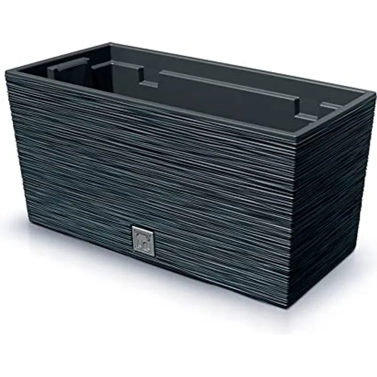 Macetero color antracita, con depósito, colección FURU, de 39,5 x 18,5 x 19,5 cm, capacidad de 8 L.